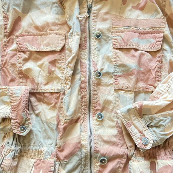 Free People Taupe Camo Lead the Way Tie Waist Canvas Utility Jacket Size XS - Picture 8 of 14
